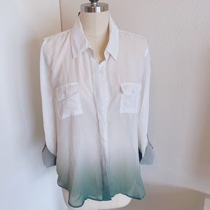 Green‎ Ombré Sheer Blouse